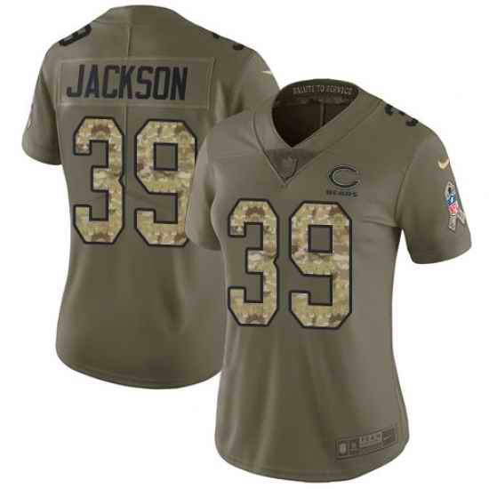 Nike Bears #39 Eddie Jackson Olive Camo Womens Stitched NFL Limited 2017 Salute to Service Jersey